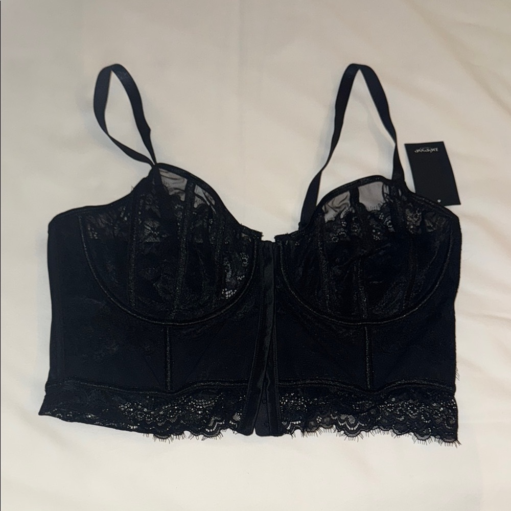 Deesse Lingerie Black Lace Bra with Sweetheart Neckline New Size 1X